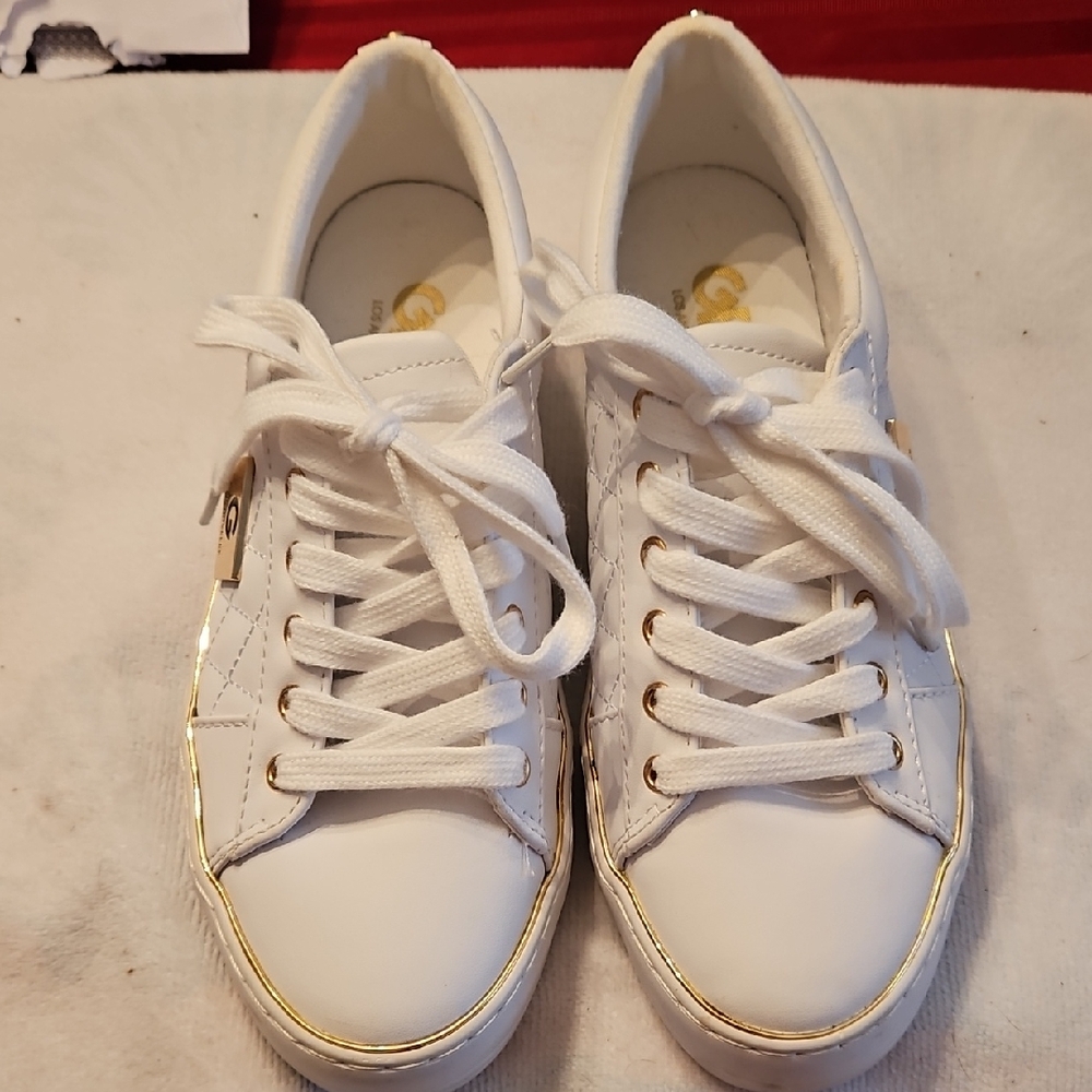 Guess White and Gold Women's Sneakers